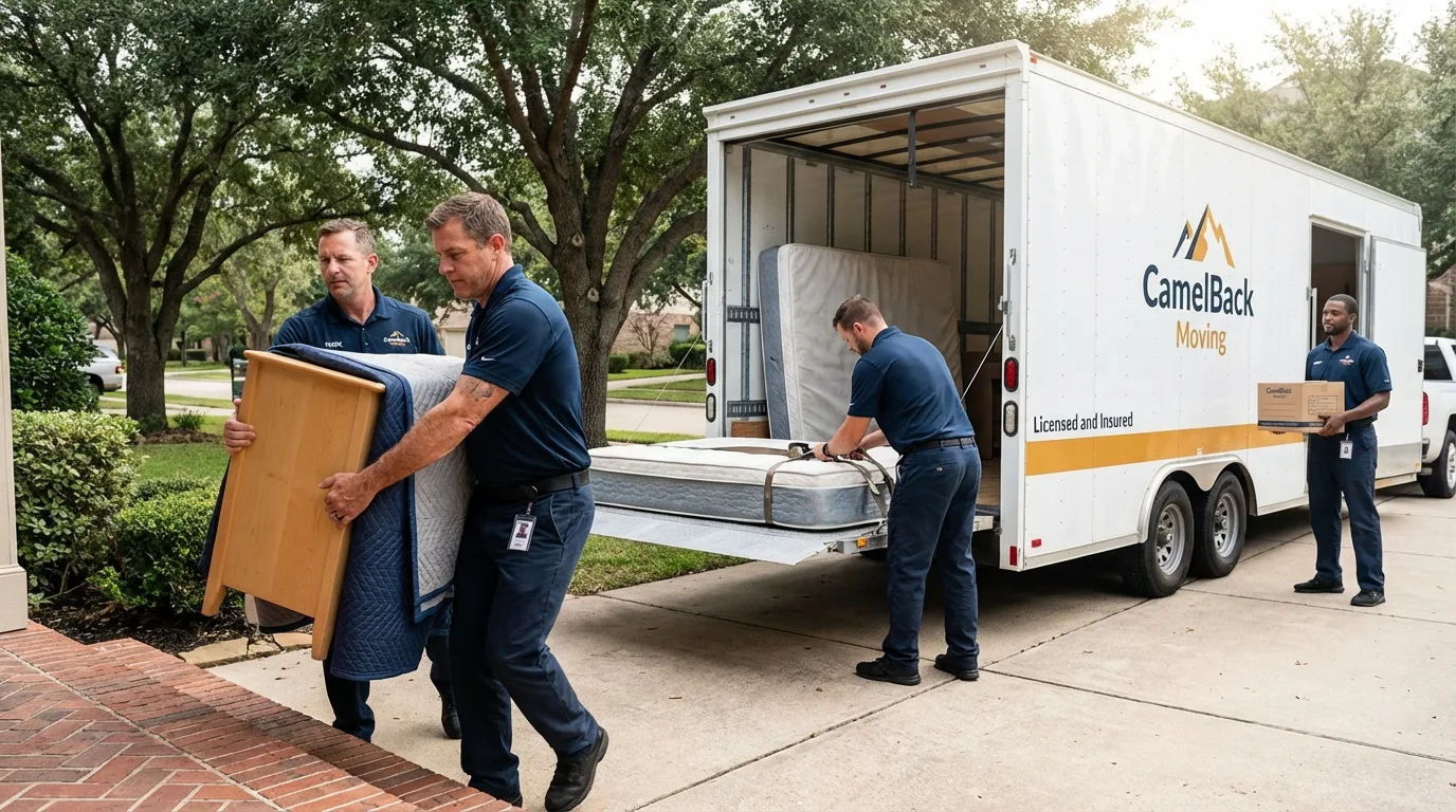 Crew loading residential truck for cross-state move from Nesconset, NY
